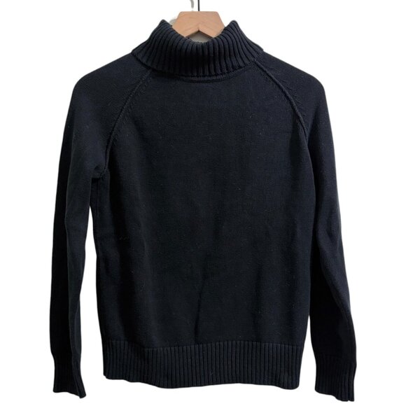 Jeanne Pierre Sweater Black Cotton Turtleneck Preppy Classic Cozy Womens M - Picture 1 of 3